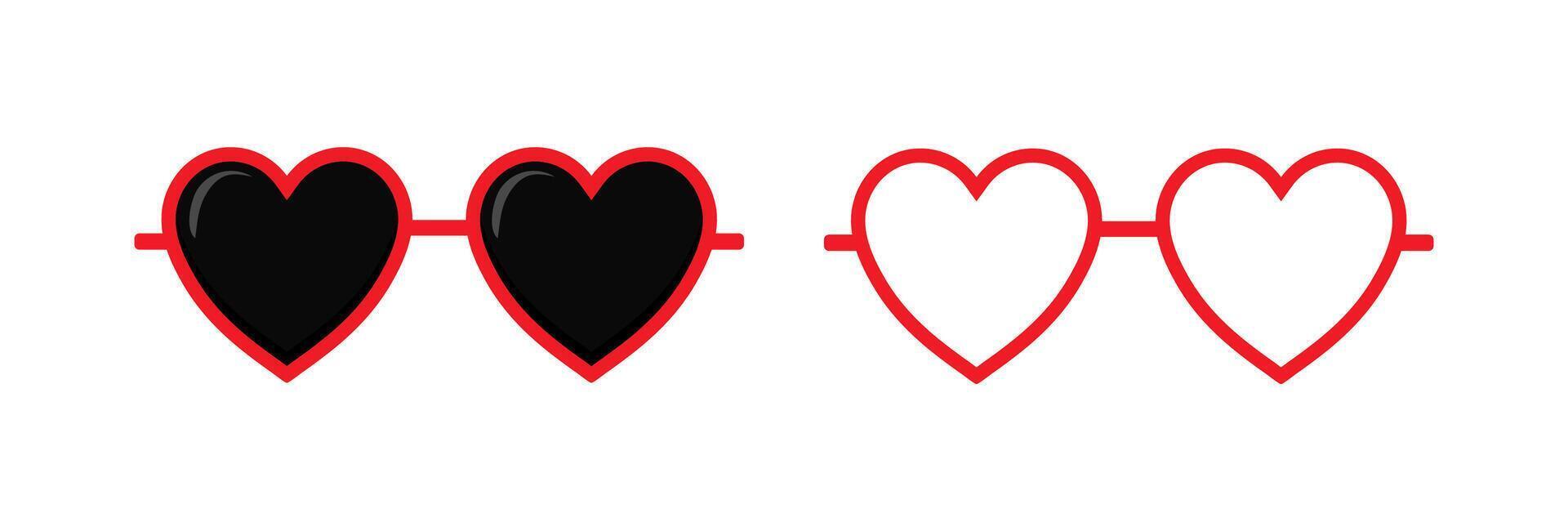Black and red heart glasses with rims vector