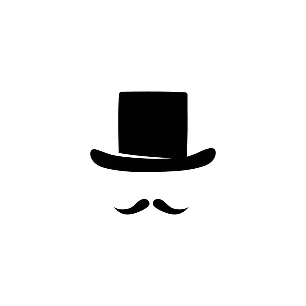 Mens hat cylinder and mustache template vector