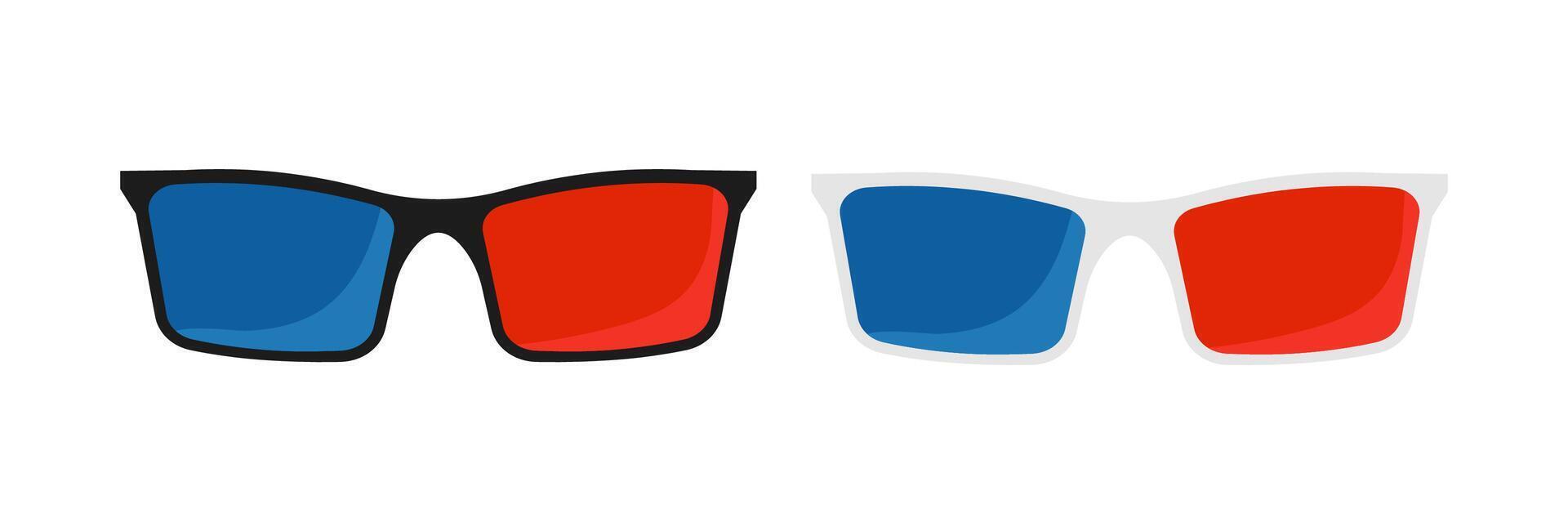 Glasses with red and blue lenses for viewing 3d vector