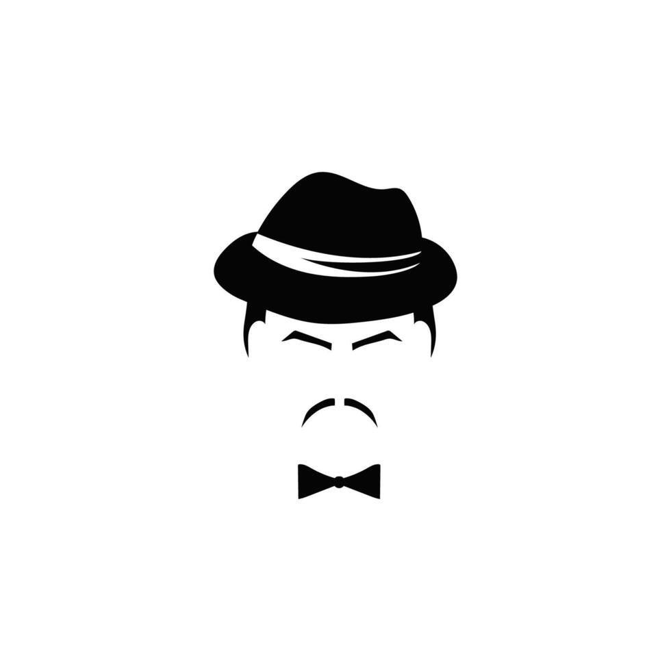 Retro male profile with tie hat and mustache template vector