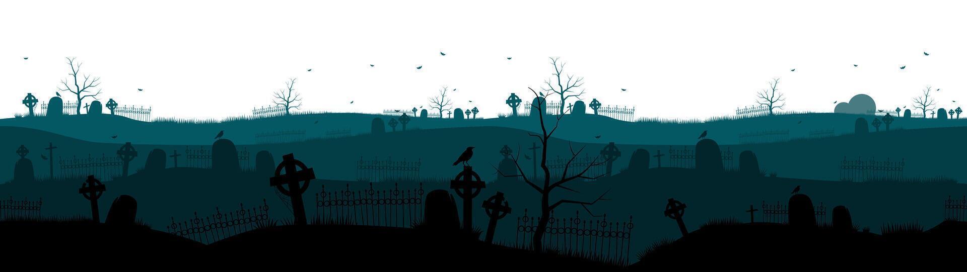 Cemetery or graveyard dark background. vector