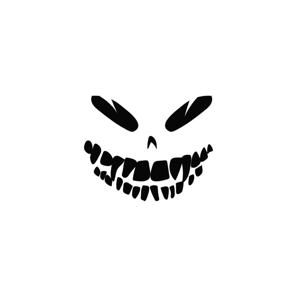 Creepy laughing face with big teeth vector
