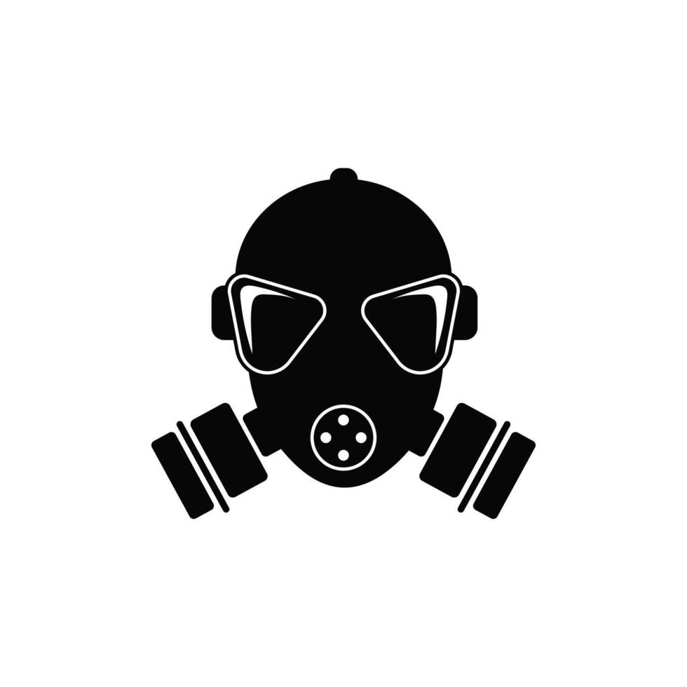 Black respirator icon. Gas mask with biological filters vector