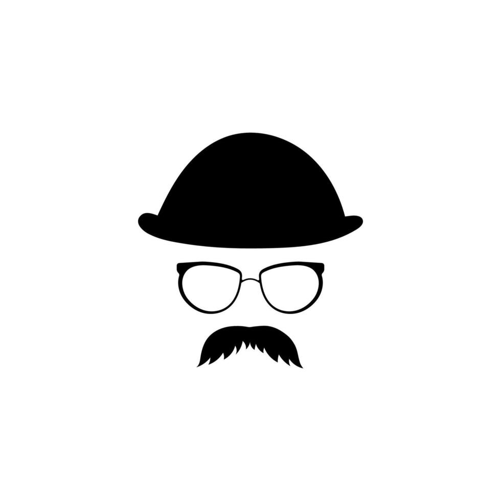 Retro mask in glasses hat with mustache template vector