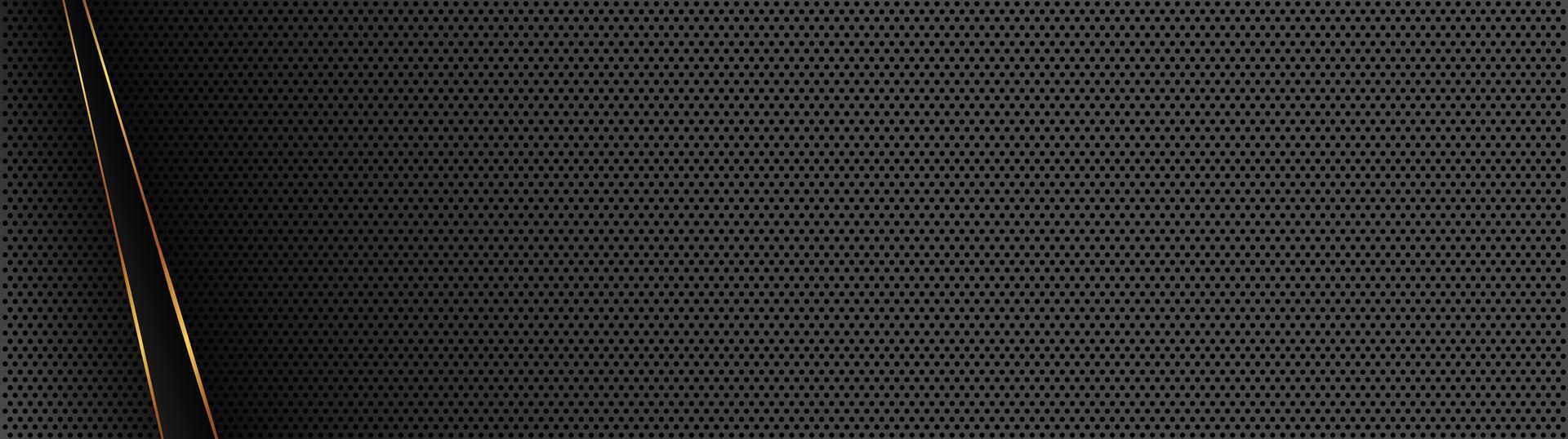 Dark chrome mesh holes with golden lines background vector