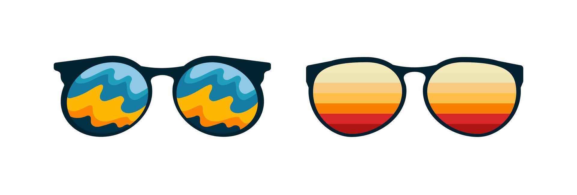 Retro sunglasses with stripes and streaks vector