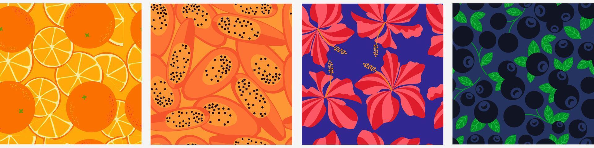 Floral and fruit seamless pattern vector