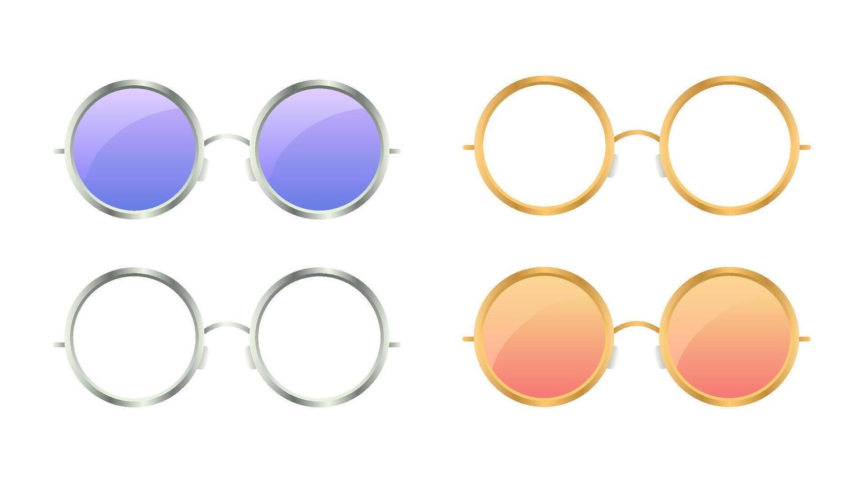 Round unisex sunglasses. Blue accessory to protect eyes from sun vector