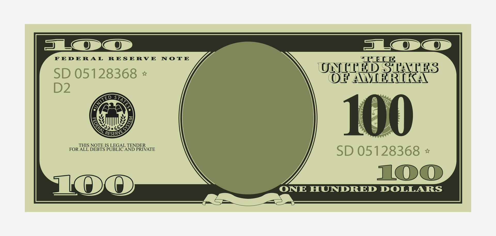 Green one hundred dollar banknote template vector