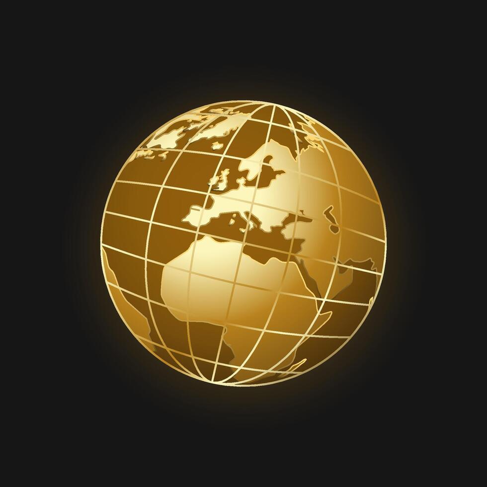 Gold digital 3d planet digital earth vector