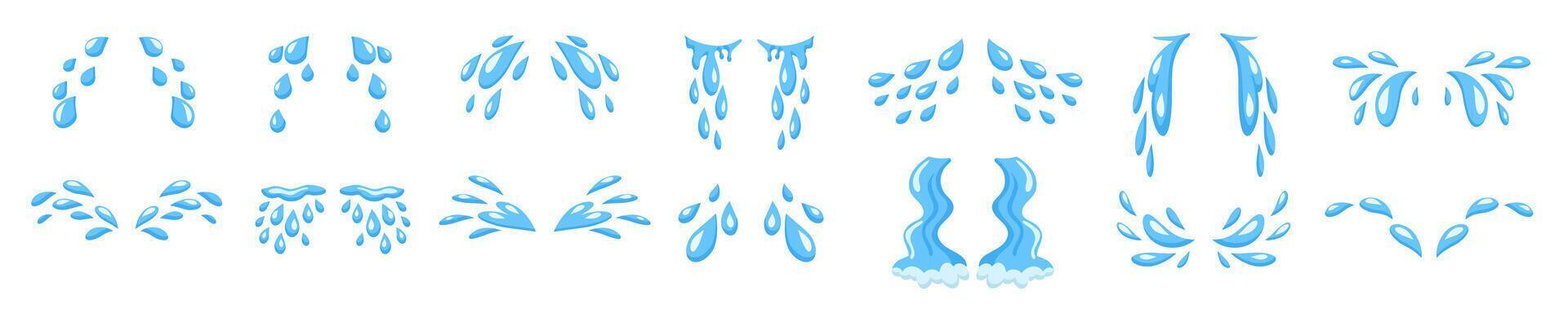 Tear cry eye water drip. Sweat stream vector