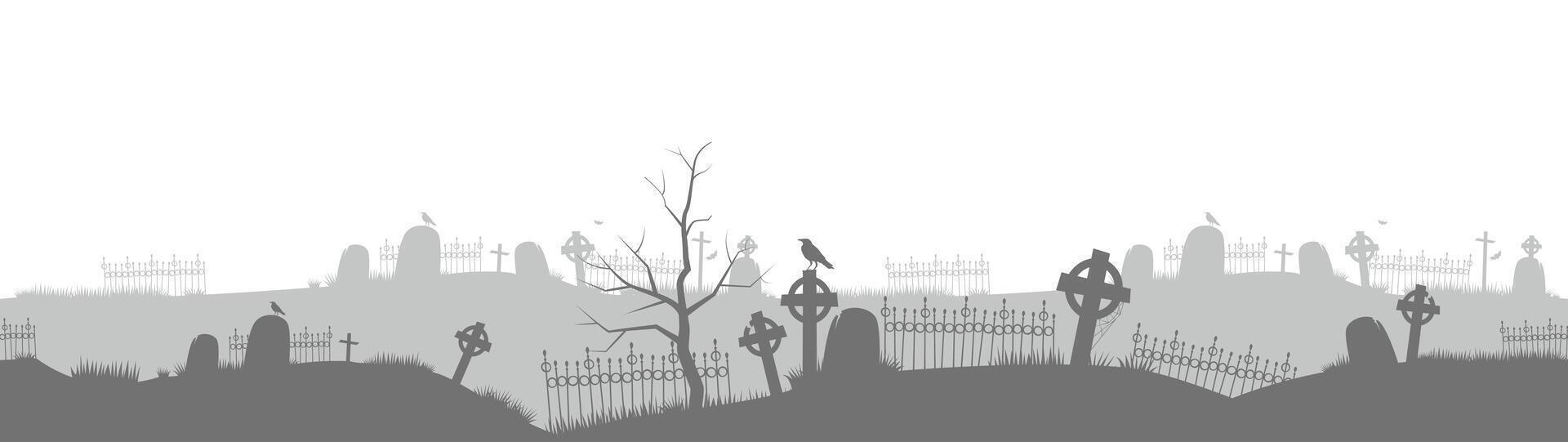 Cemetery or graveyard dark background. vector
