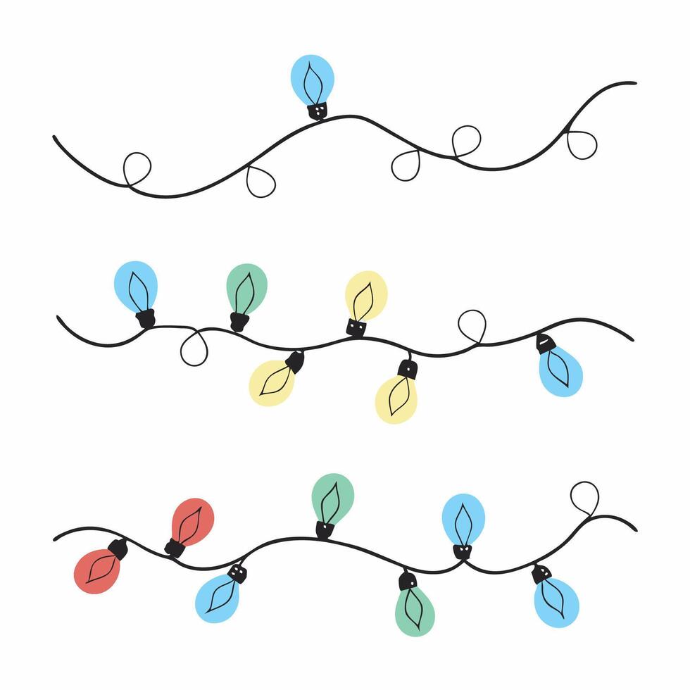 christmas lights on a wire vector