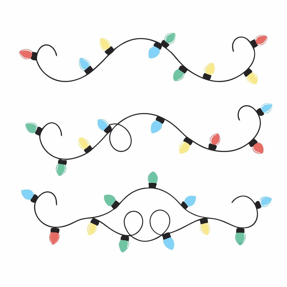 christmas lights on a white background vector