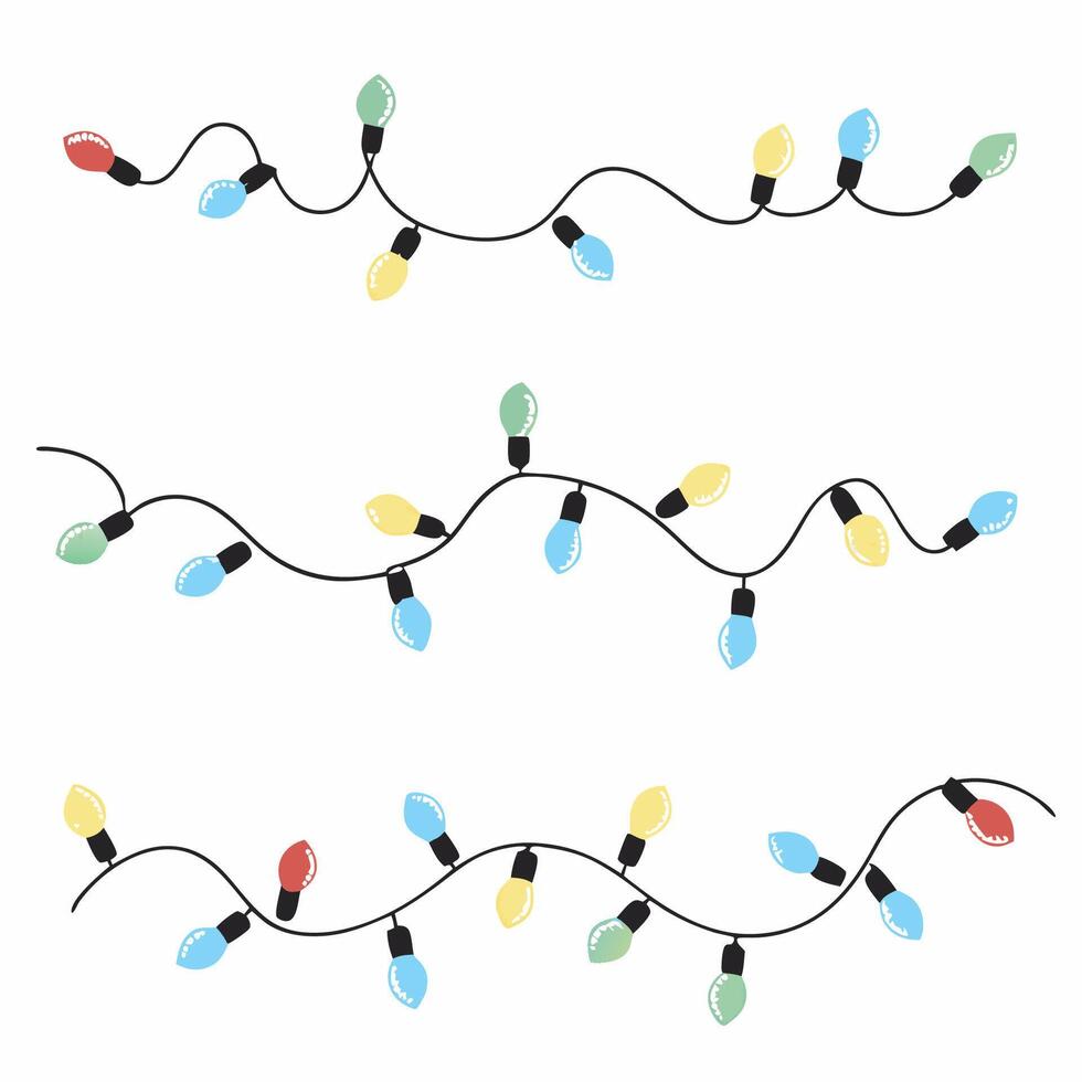 christmas lights on a wire vector
