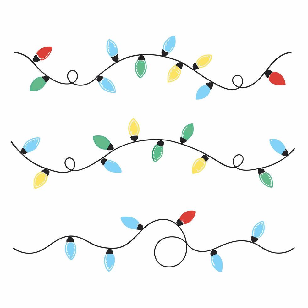 christmas lights clipart set vector