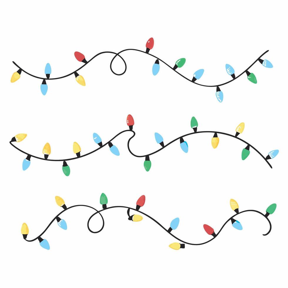 christmas lights on a white background vector