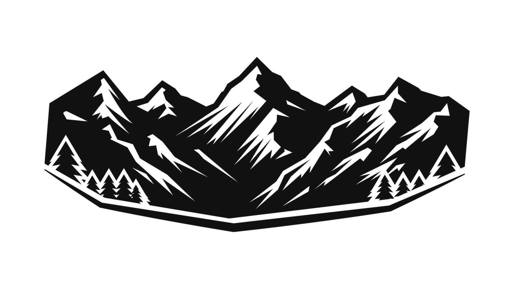 Black and White Mountain icon Perfect for Landscape-Themed Marketing and Travel Branding vector