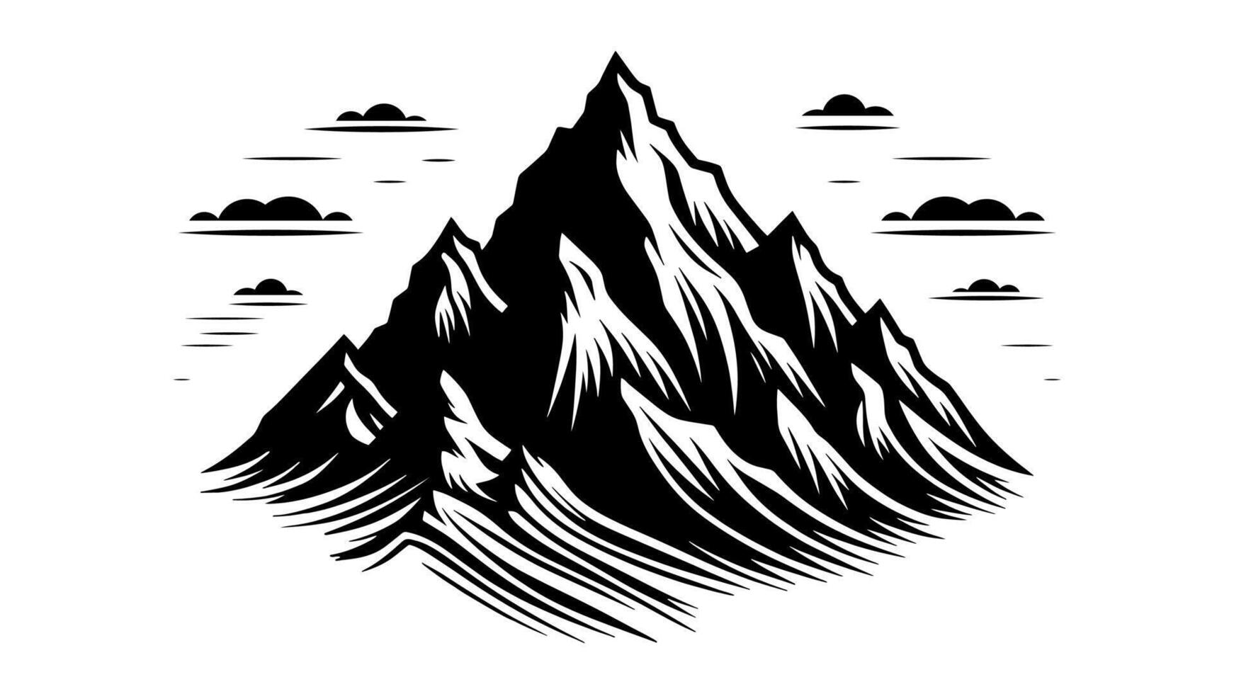 Captivating Black Mountain Silhouette for Marketing Materials vector