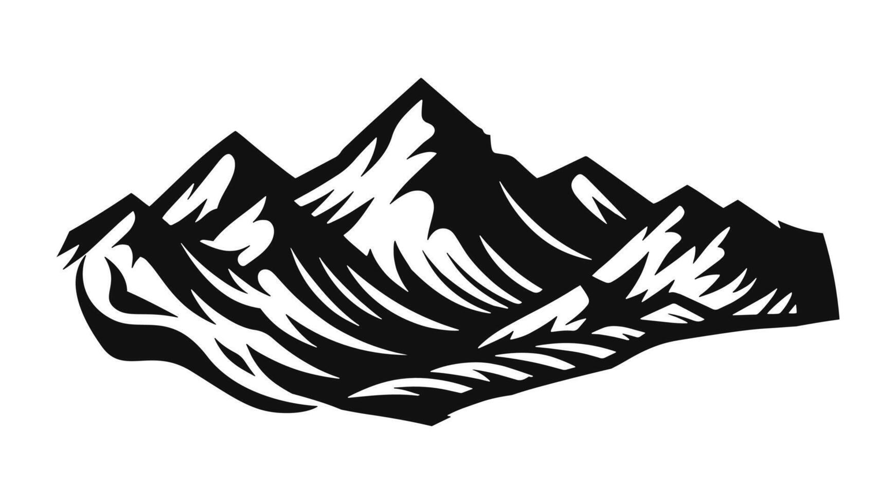 Mountain Bold Black Mountain Silhouettes for Travel and Tourism Design on Black and White Background vector