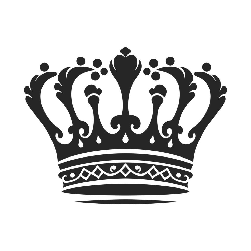 Black Crown Silhouettes Symbolizing Power and Authority on Black and White Background vector