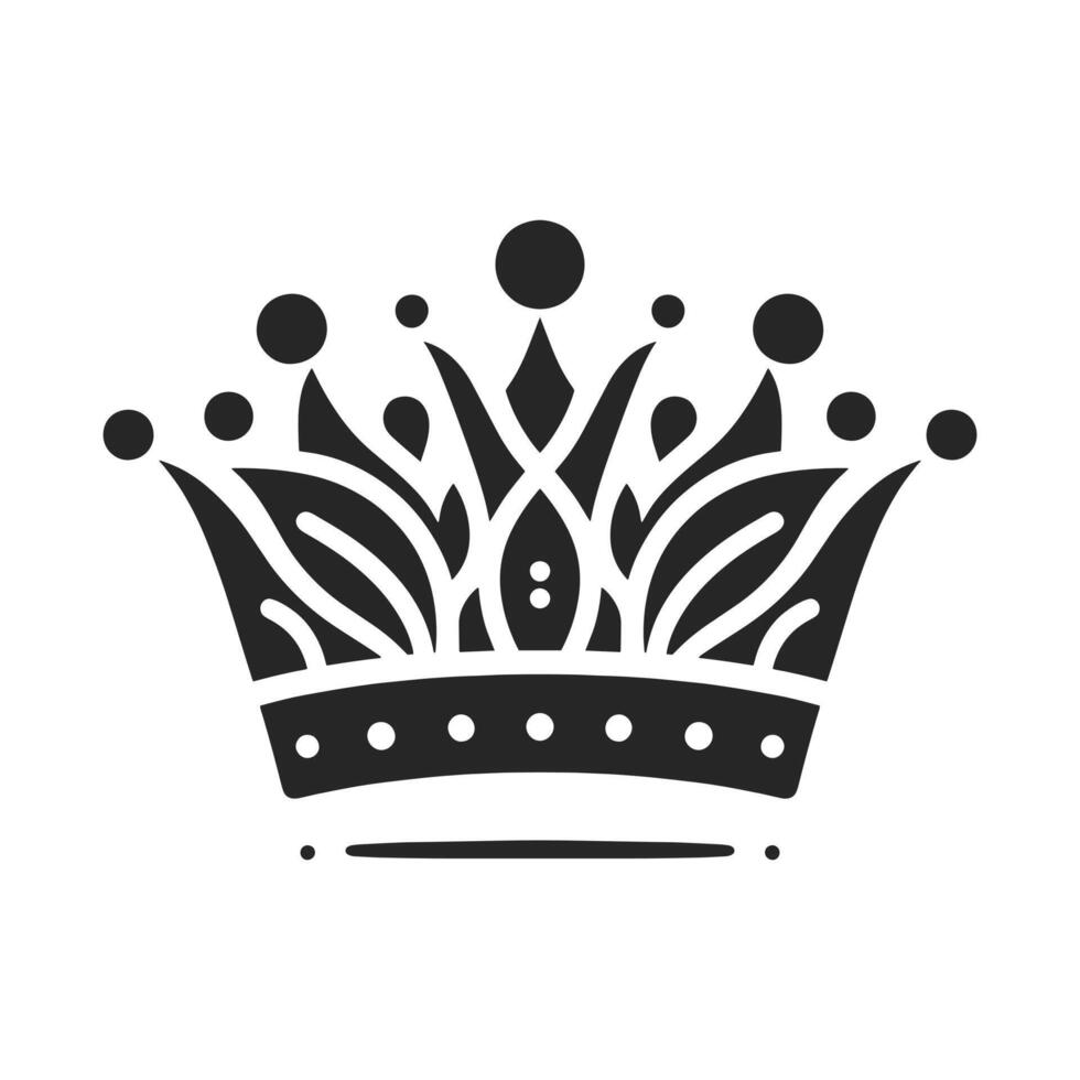 Elegant Crown Silhouette Perfect for Decorative Themes and Royal Branding on Black and White Background vector