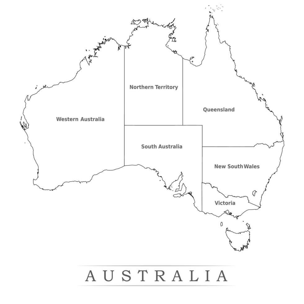 Australia administrative divisions and Provinces map illustration. vector