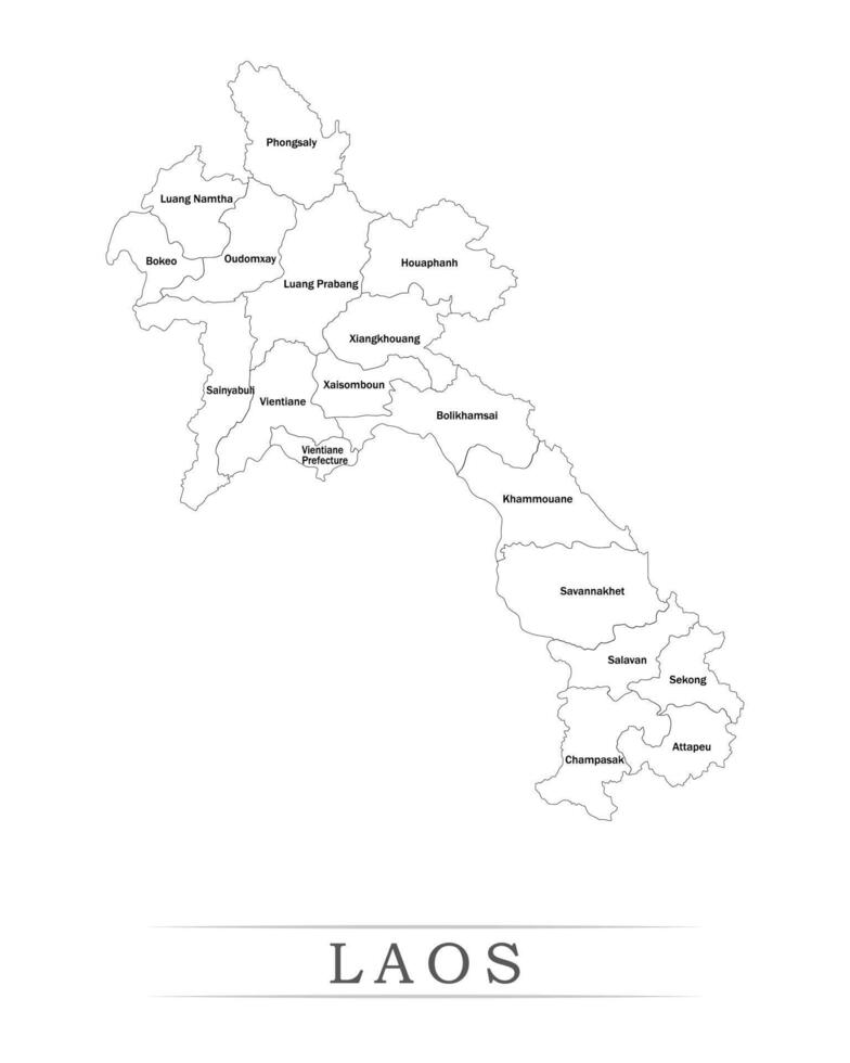 Laos administrative divisions and Provinces map illustration. vector