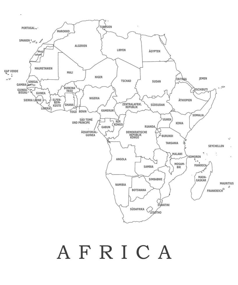 Africa administrative divisions and Provinces map illustration. vector
