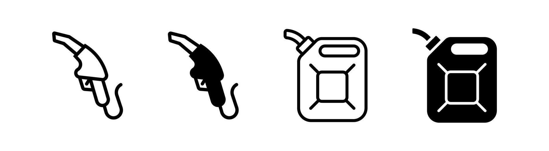 Filling station and canister. Fuel icons set. vector