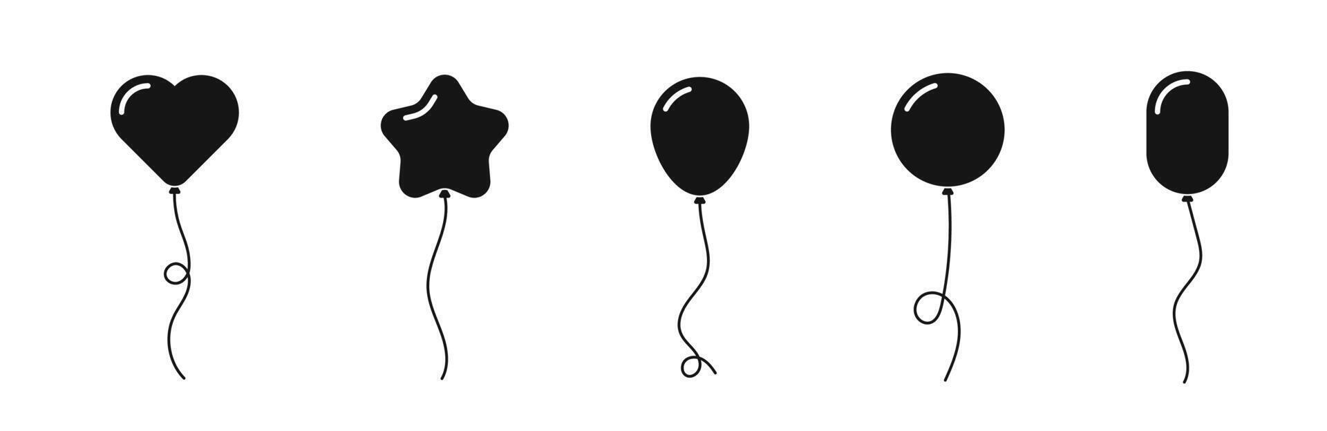 Birthday balloon icon set. Air Balloon icons. Air balloons shapes set. Party balloon icons. Birthday balloon illustraation vector