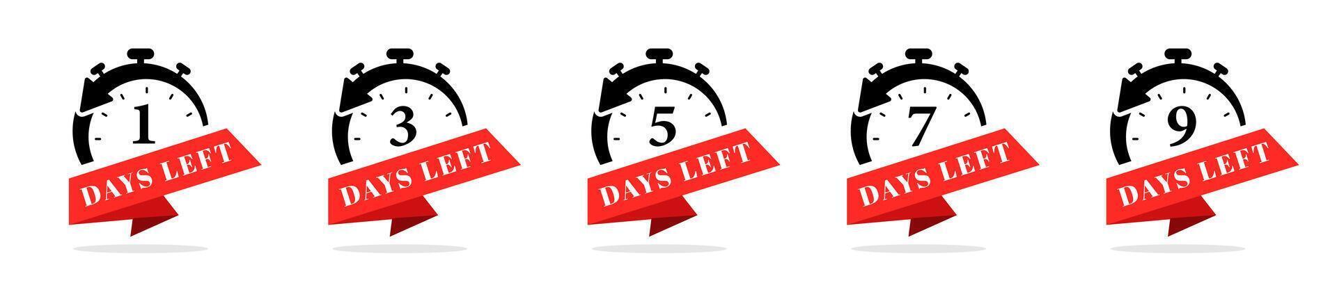 Advert icons for time left. Numeric countdown indicators vector