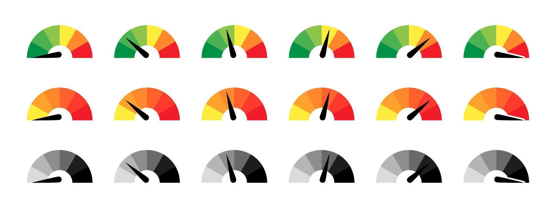 Gauge with arrow set. Measurement gauges with arrows vector