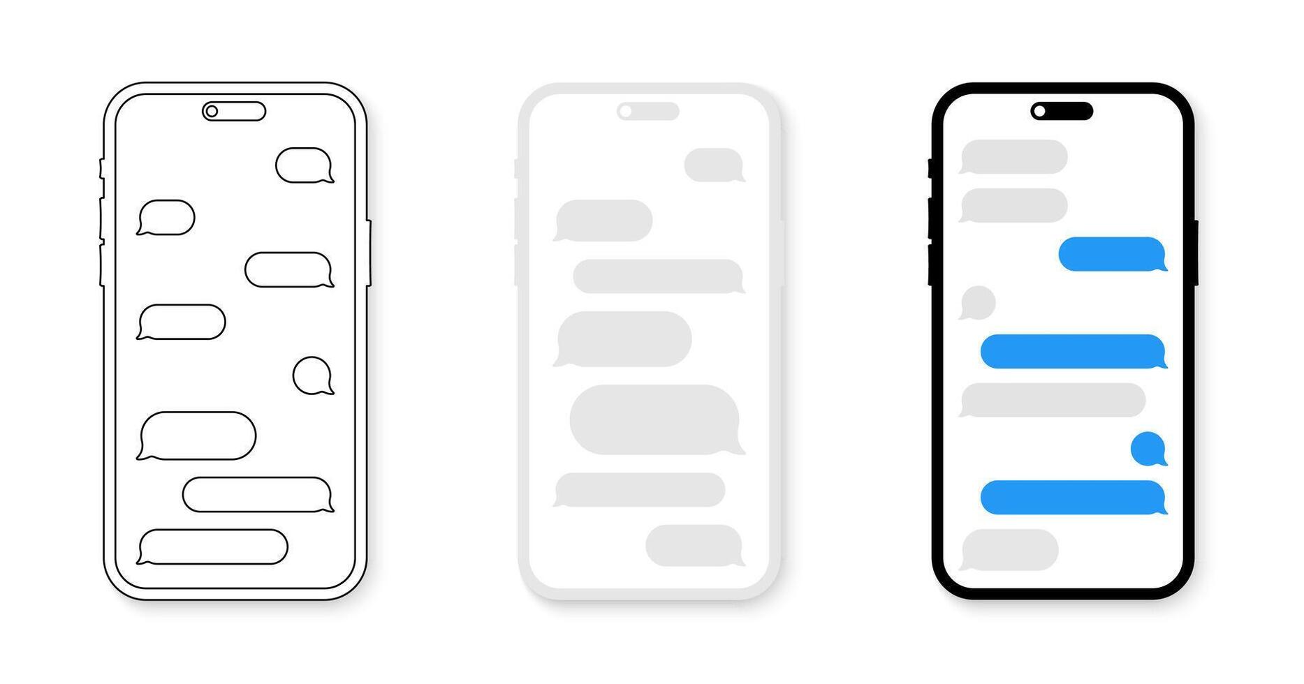 Online chatting. Message bubbles, chat online. Smartphone chatting. SMS messaging. Online chatting, messaging vector