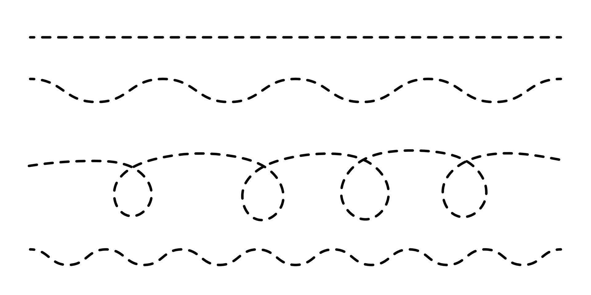 Dotted curved line set. Curves with dotted patterns vector