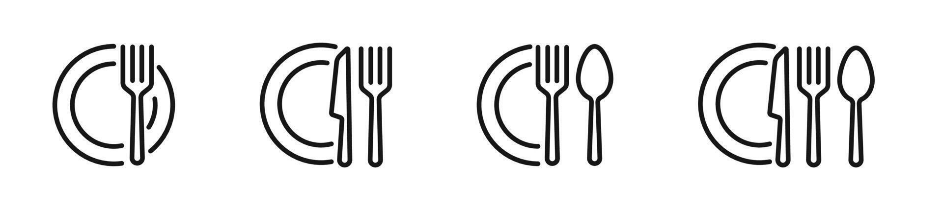 Dishware and dining illustrations. Eating setup symbols vector