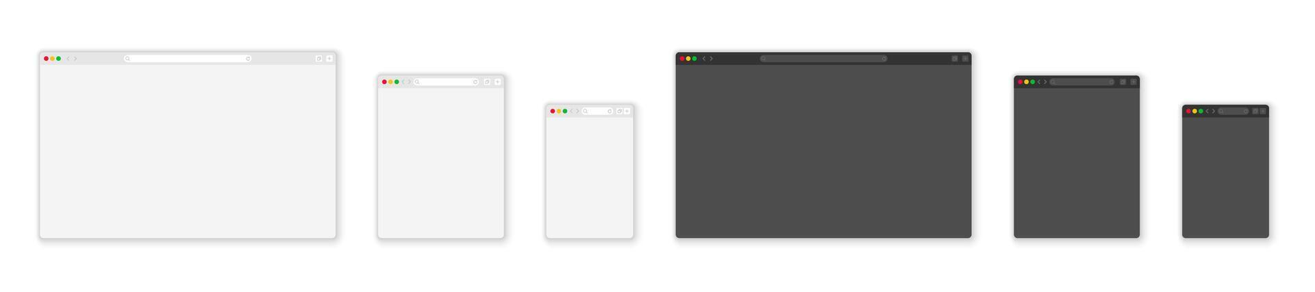 Empty browser window on transparent background. vector