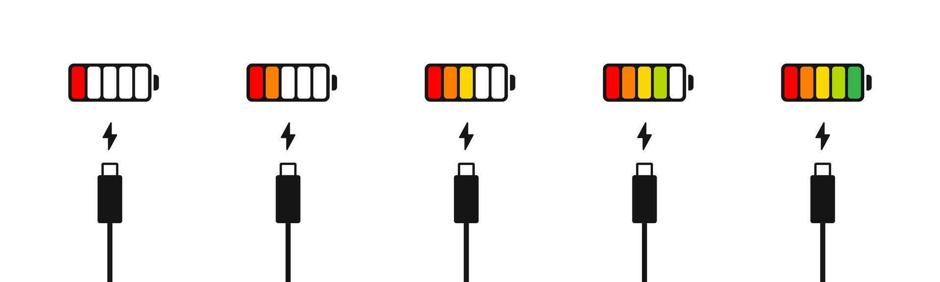 Phone charging illustration collection. vector
