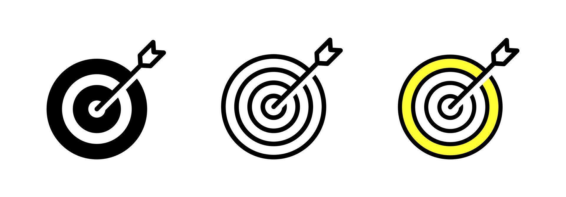 Archery target with arrow. Target illustration. Targeting concept icons. Dartboard, bullseye, aim icons. Target and arrow icon. vector