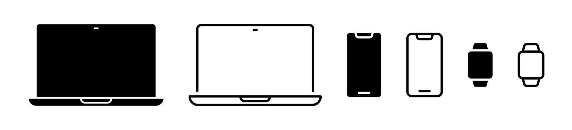 Laptop, phone, smartwatch icon set. Modern gadget symbols vector
