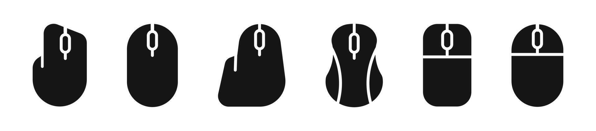 Flat and black mouse shapes. Input device simple designs vector