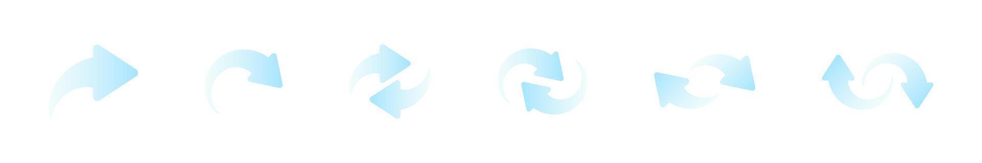 Arrow directions for rotation. Gradient turning symbols vector