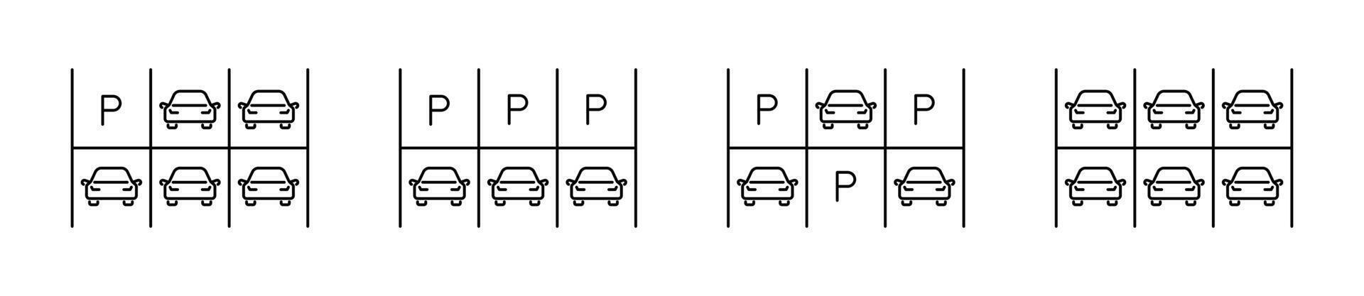 Parking lot illustration. Car parking. Parking icons. Parking lots. Vehicle parks vector
