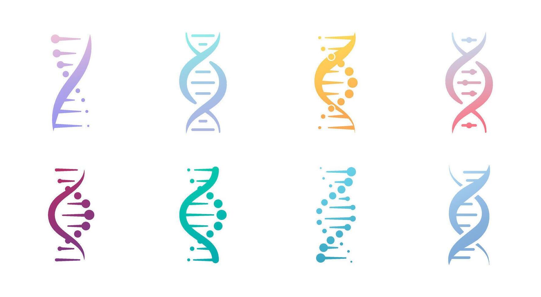 DNA gradient icon set. vector