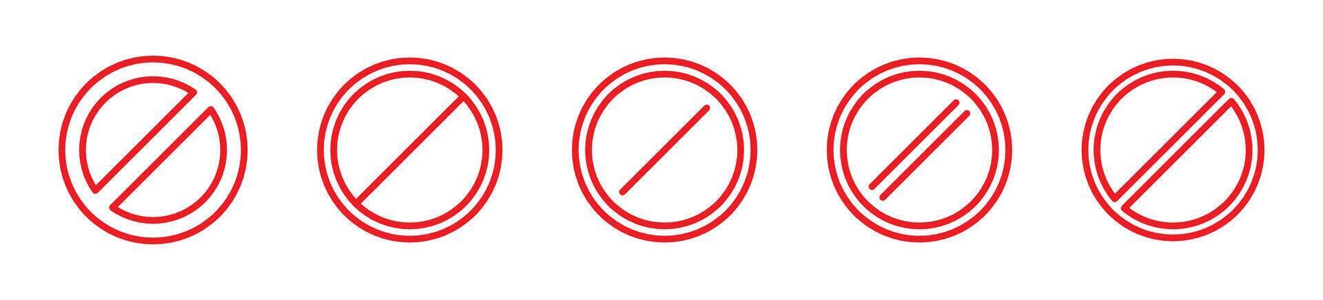 Crossed circle icons. Prohibition symbols vector