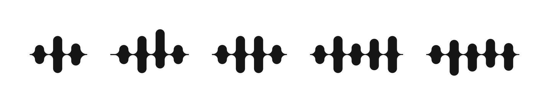 Sound waves abstract icon set vector