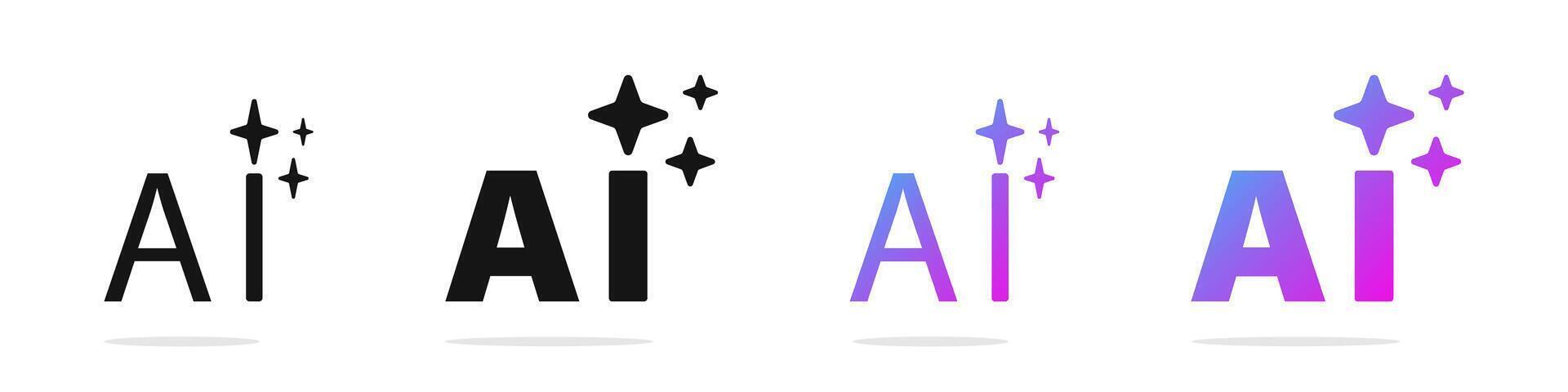 Artificial intelligence icons. AI symbol set. vector