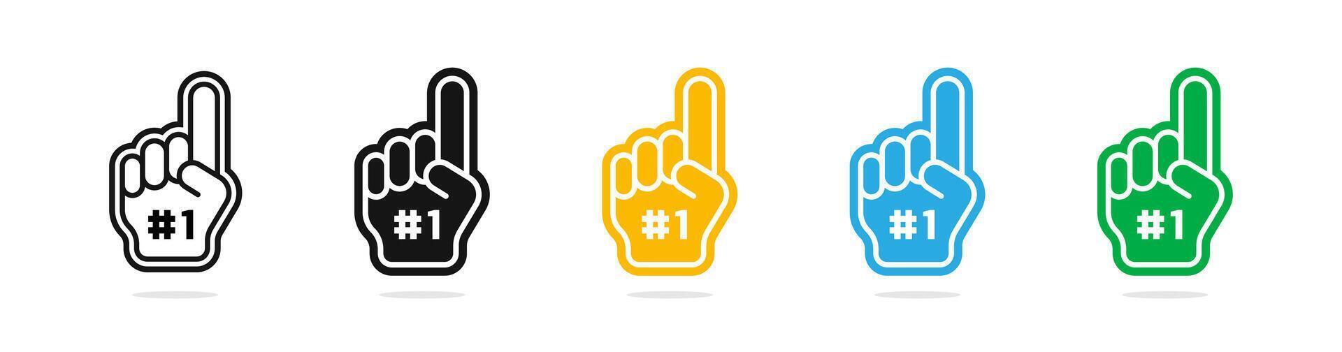 Best fan number one glove icons. Foam gloves with raised finger vector