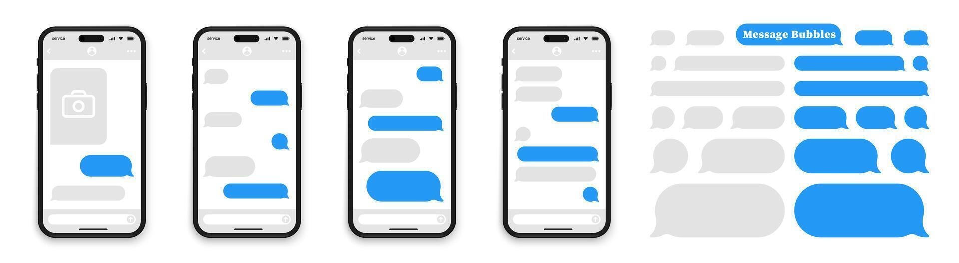 Online chatting. Speech bubbles for chat. Online chatting message bubbles. Speech, chatting, talking, bubbles. Dialogue bubbles. Chat icon message symbol.Text sms template vector