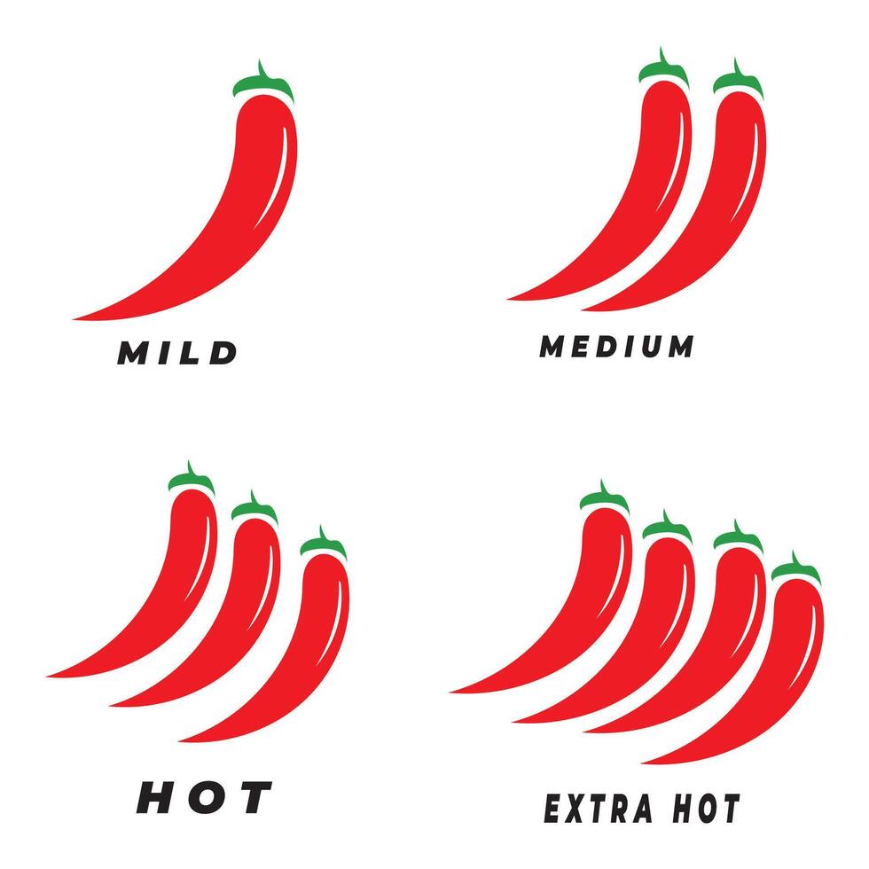 Set Hot chili peppers isolated illustration of fresh red and green spicy vegetables vector